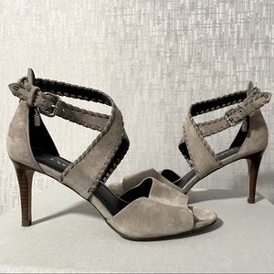 Authentic Coach Suede Heels with Criss Cross Strap